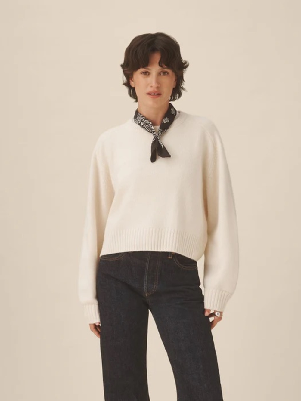 Buck Mason 100% Cashmere Crewneck Sweater Natural Size Medium - Picture 2 of 13